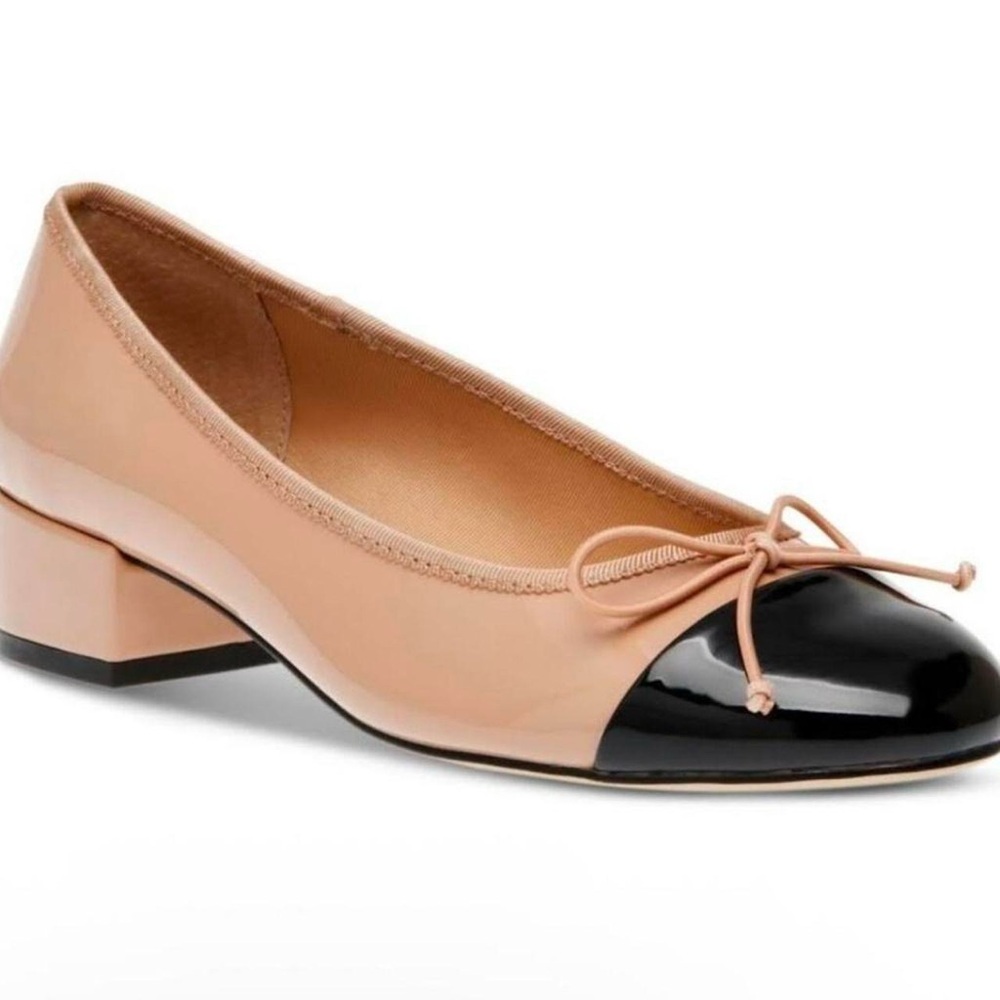 Steve Madden Two-Tone Nude and Black Cap-Toe Ballet Flat